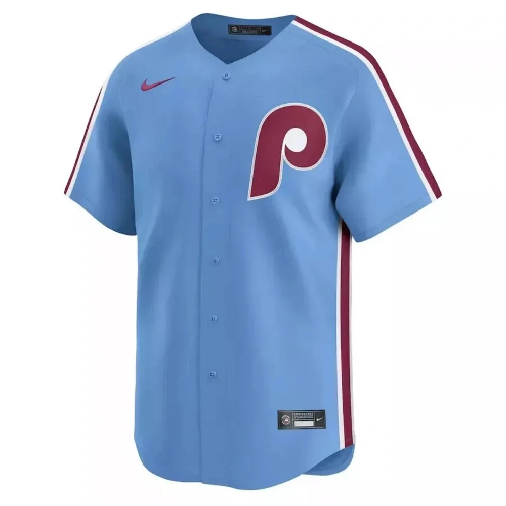 Nike Authentic Blue Philadelphia Phillies Throwback Baseball Jersey Mens Sz: XL - Picture 3 of 8